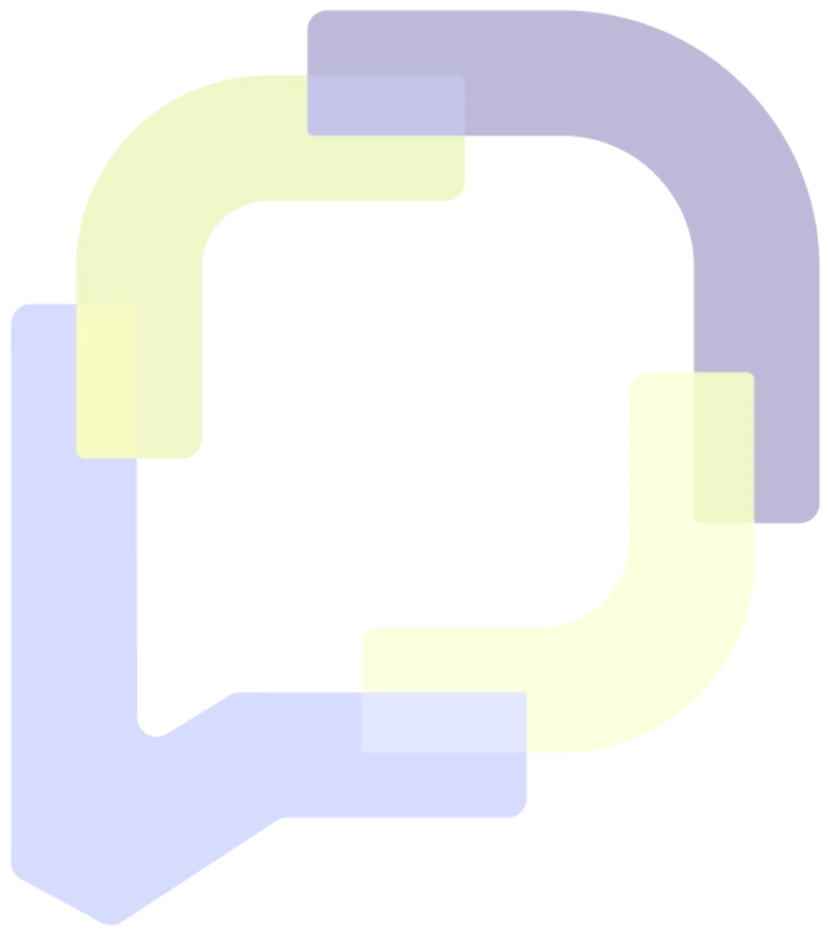 Pictogramme Je Speak English : bulle de conversation en 4 parties avec fond transparent, représentant orthographe, grammaire, conjugaison et vocabulaire